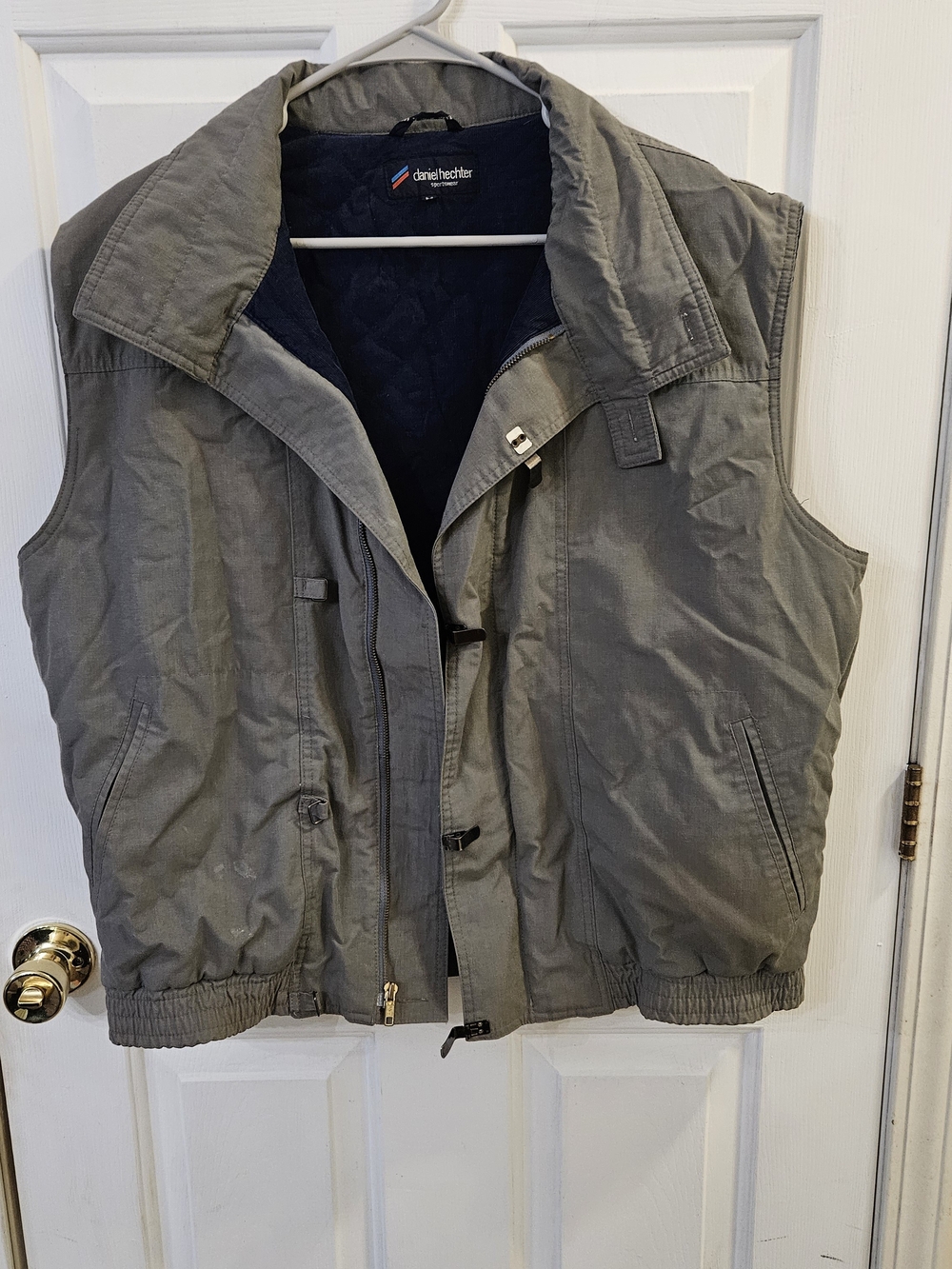 Daniel Hechter Vintage Mens Sleeveless Gilet Casual Bomber Vest Gray Size Medium